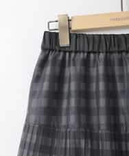 ZMHGE32150 al'aise modulation(アレーズモジュレーション) チェック柄チュールプリーツシアースカート ブラック