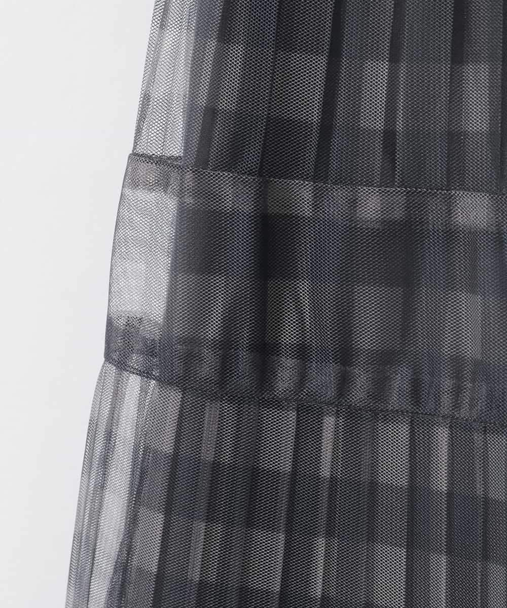 ZMHGE32150 al'aise modulation(アレーズモジュレーション) チェック柄チュールプリーツシアースカート ブラック