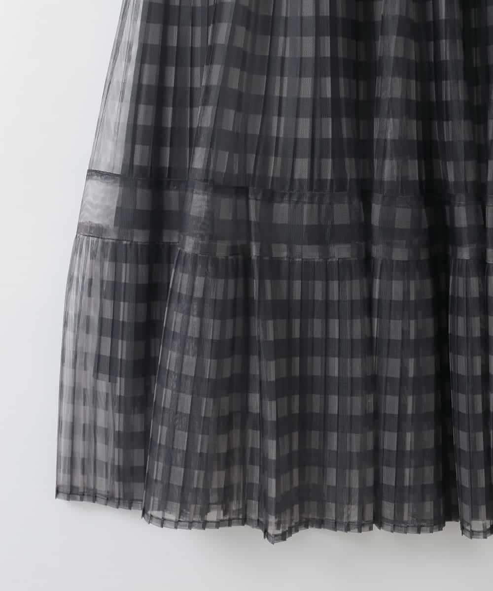 ZMHGE32150 al'aise modulation(アレーズモジュレーション) チェック柄チュールプリーツシアースカート ブラック