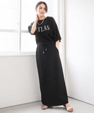 ZMHGE38120 al'aise modulation(アレーズモジュレーション) Iラインスウェットスカート ブラック