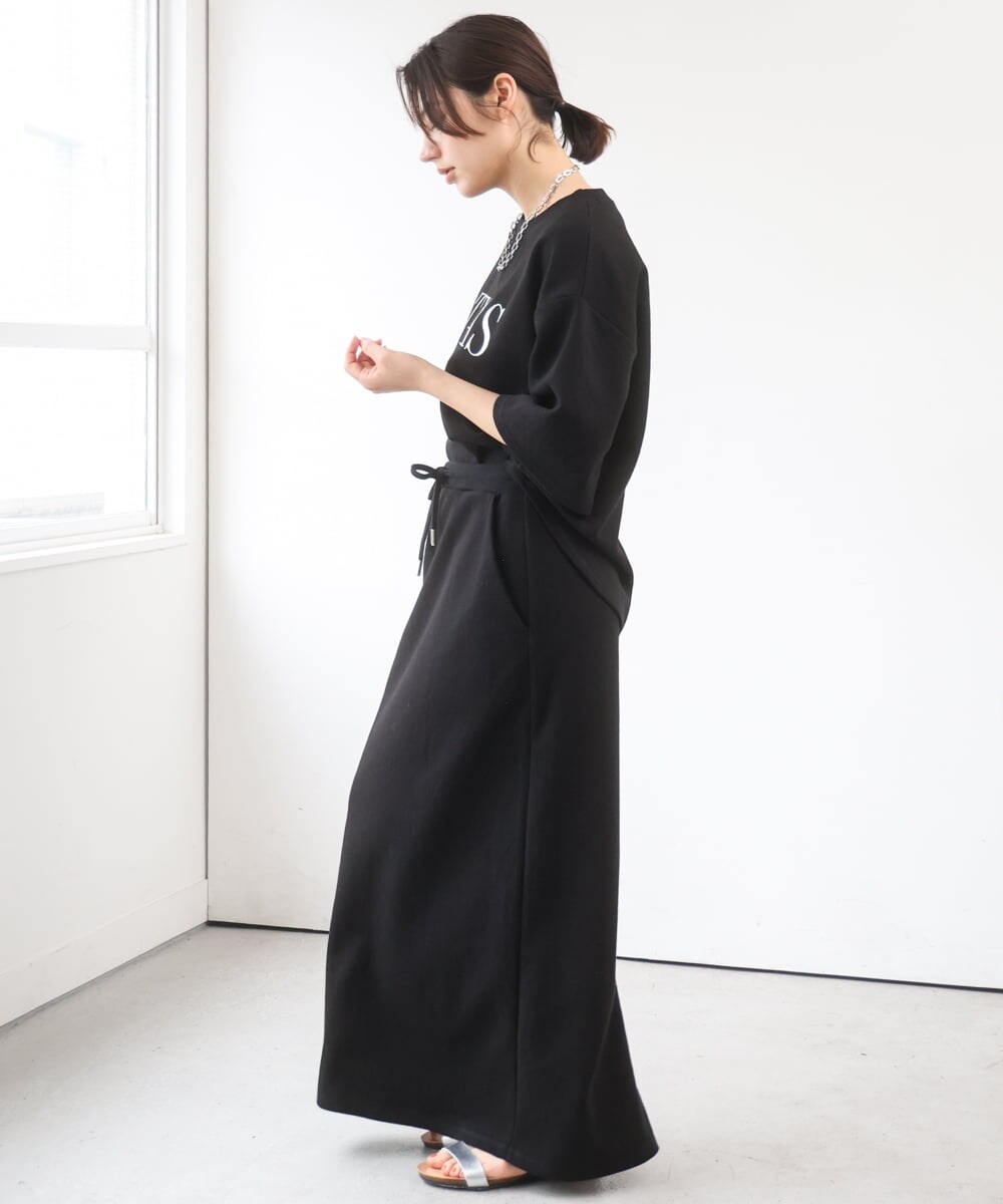 ZMHGE38120 al'aise modulation(アレーズモジュレーション) Iラインスウェットスカート ブラック