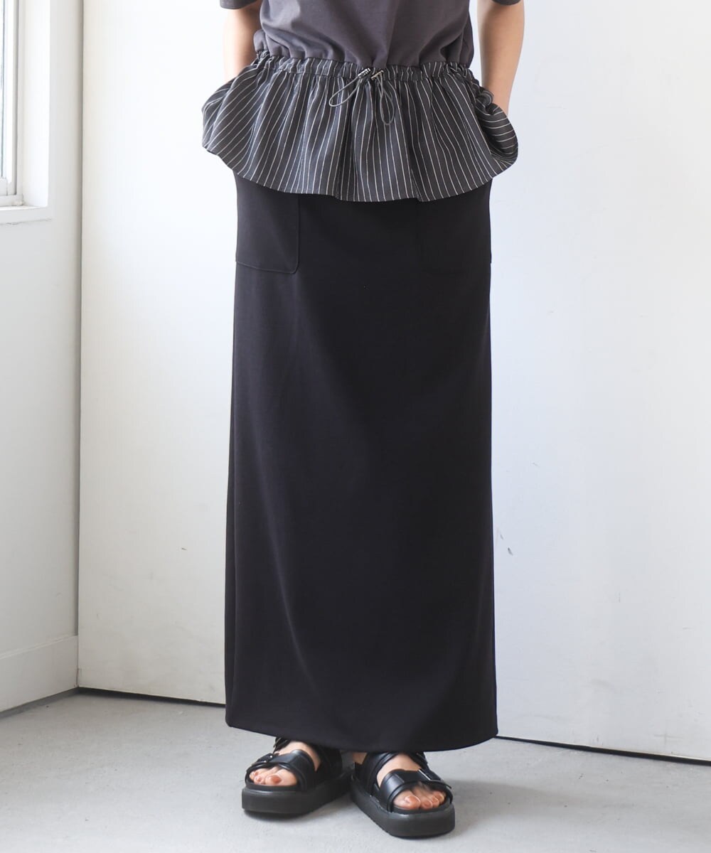 ZMHGE38120 al'aise modulation(アレーズモジュレーション) Iラインスウェットスカート ブラック