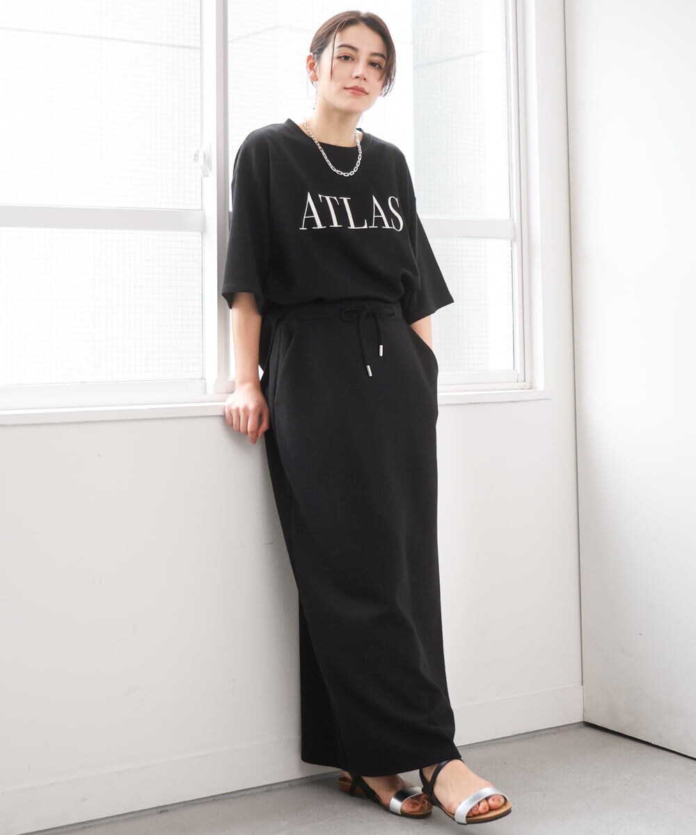 ZMHGE38120 al'aise modulation(アレーズモジュレーション) Iラインスウェットスカート ブラック