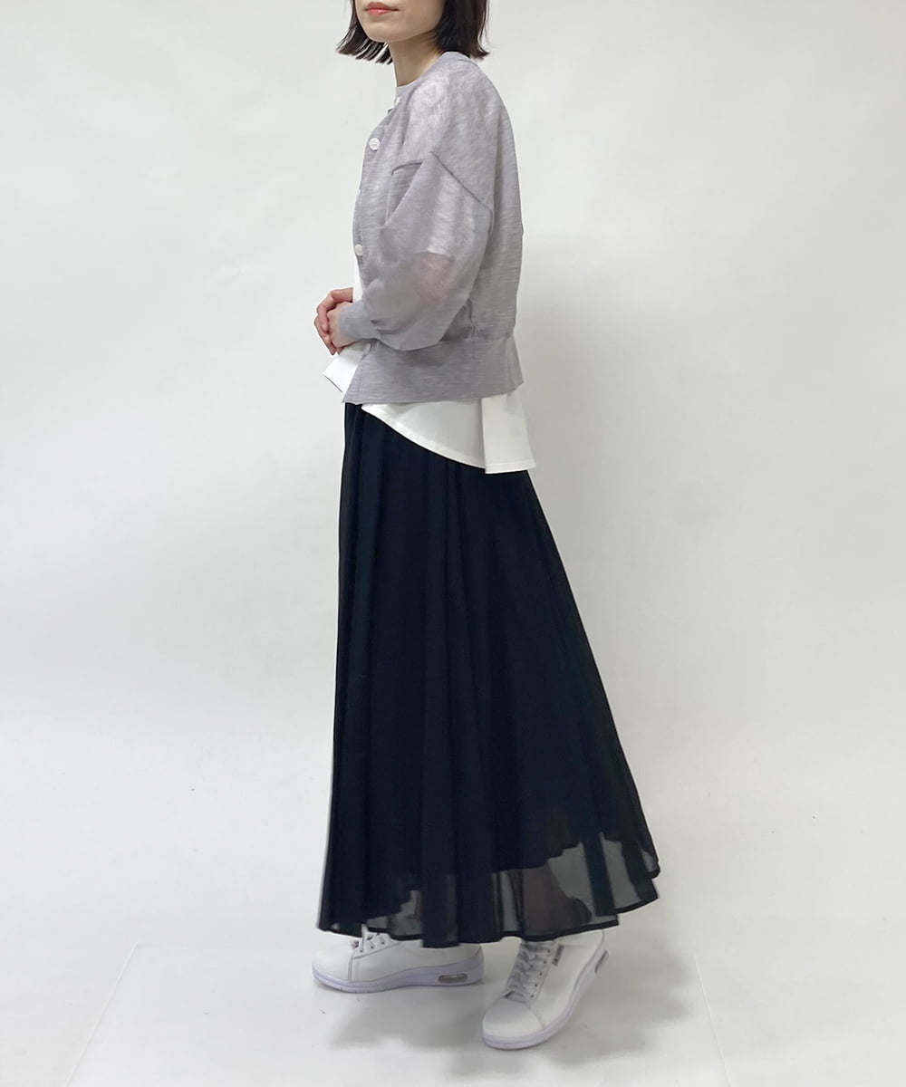 MECRE ギャザーロングスカート ホワイト M 新品 タグ付 ¥24200