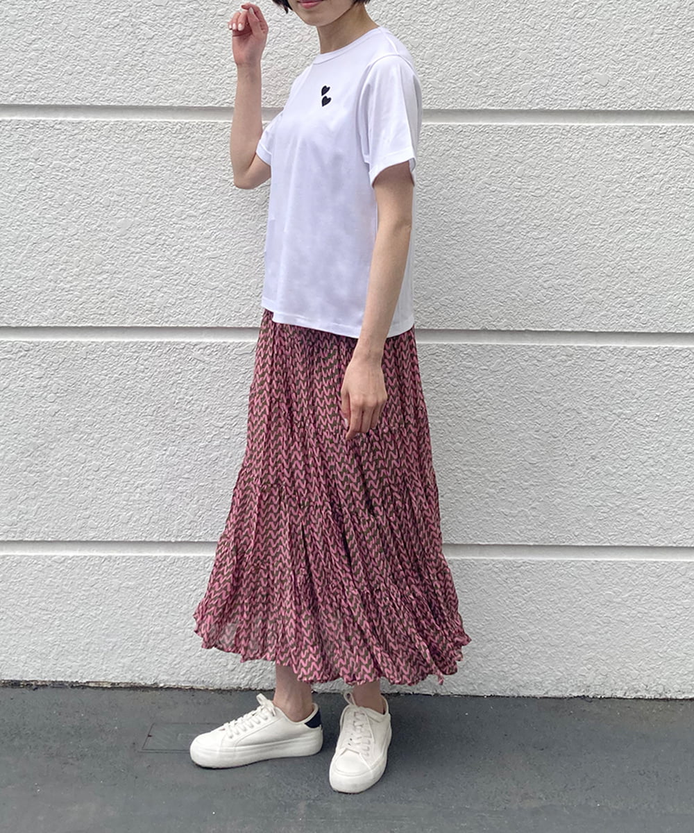 幾何学柄ティアードフレアスカート(ロング・マキシ丈スカート) | al  