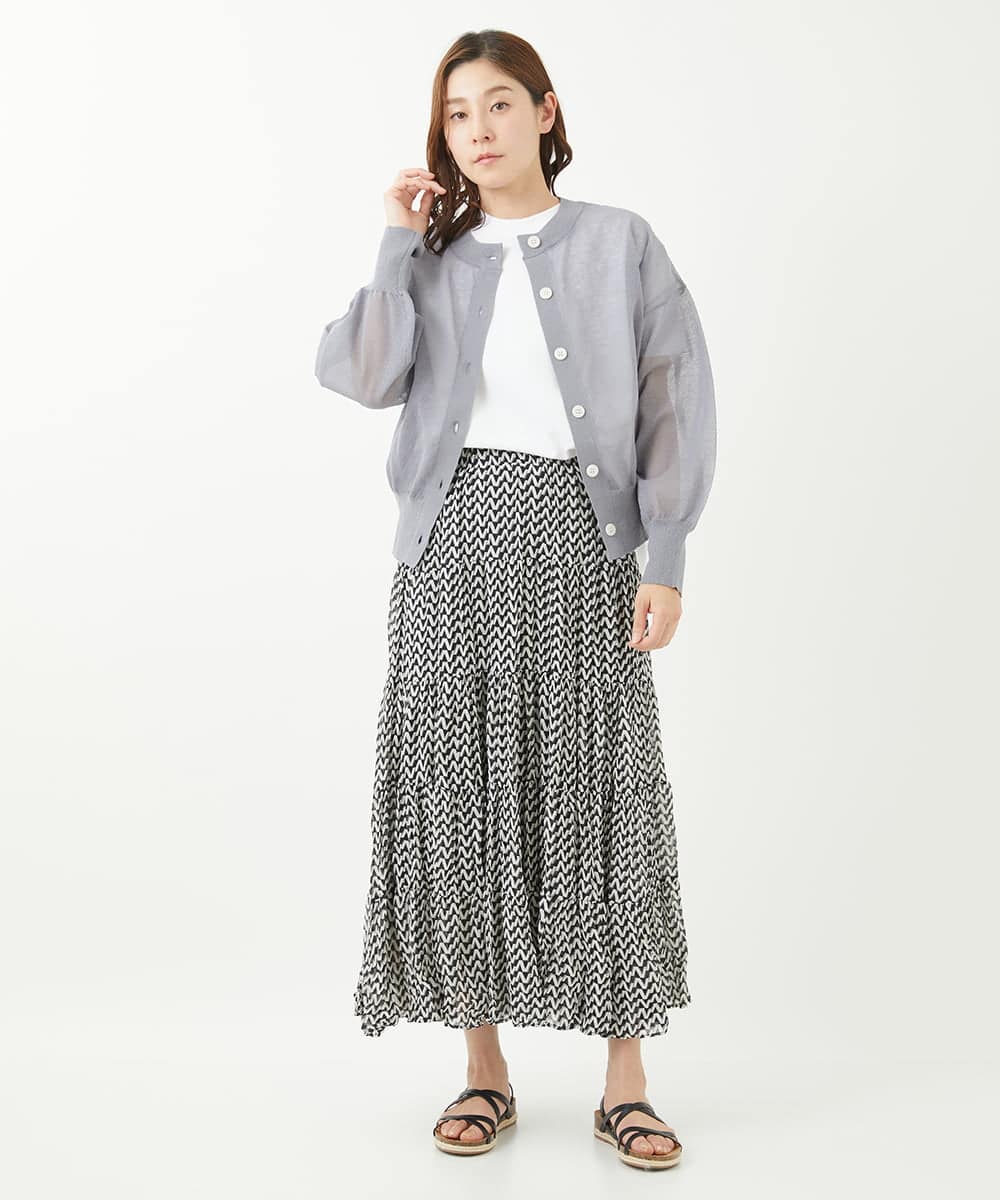 幾何学柄ティアードフレアスカート(ロング・マキシ丈スカート) | al  