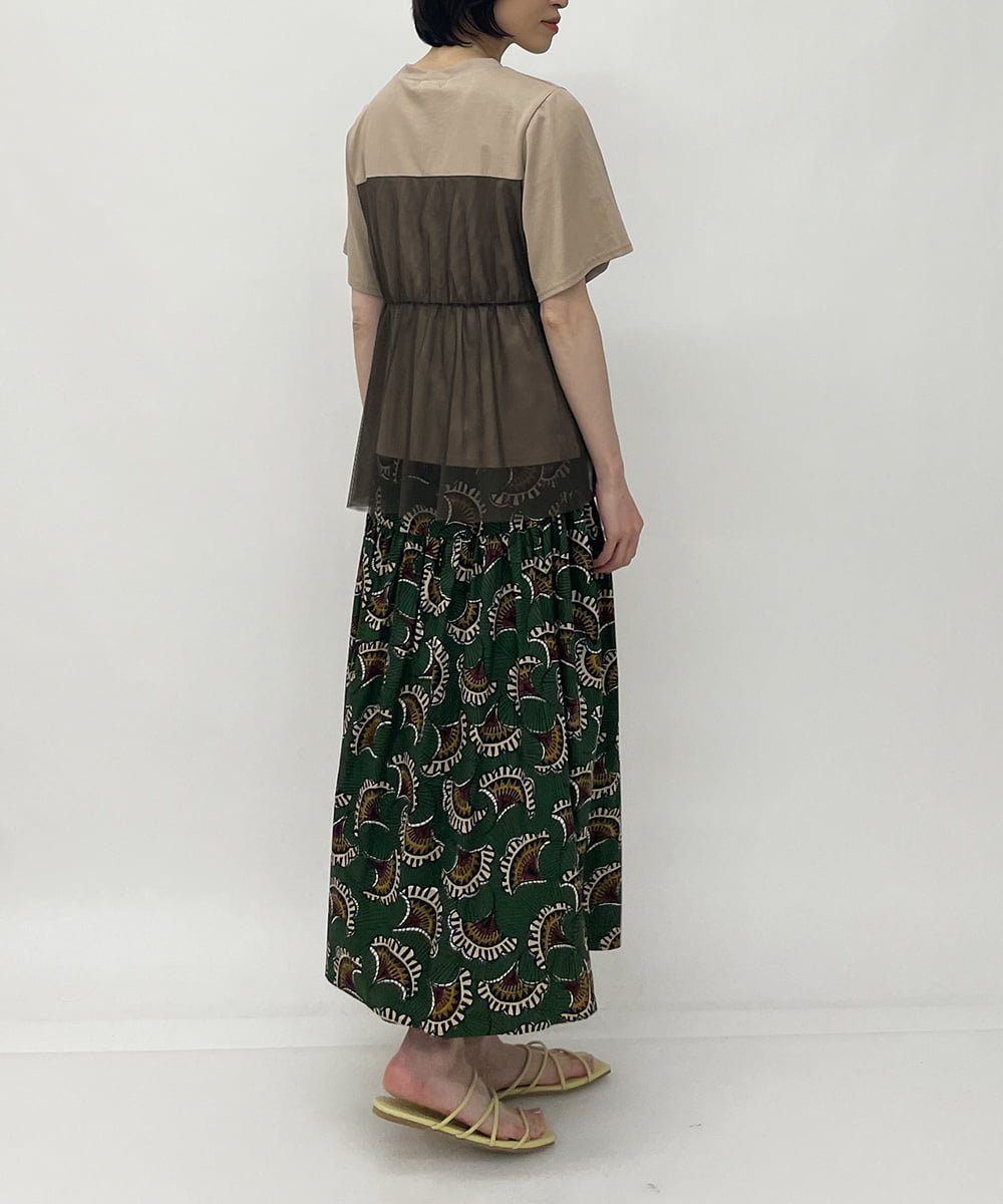 【NATURAL BEAUTY BASIC】(S)日本製 総柄 フレア スカート