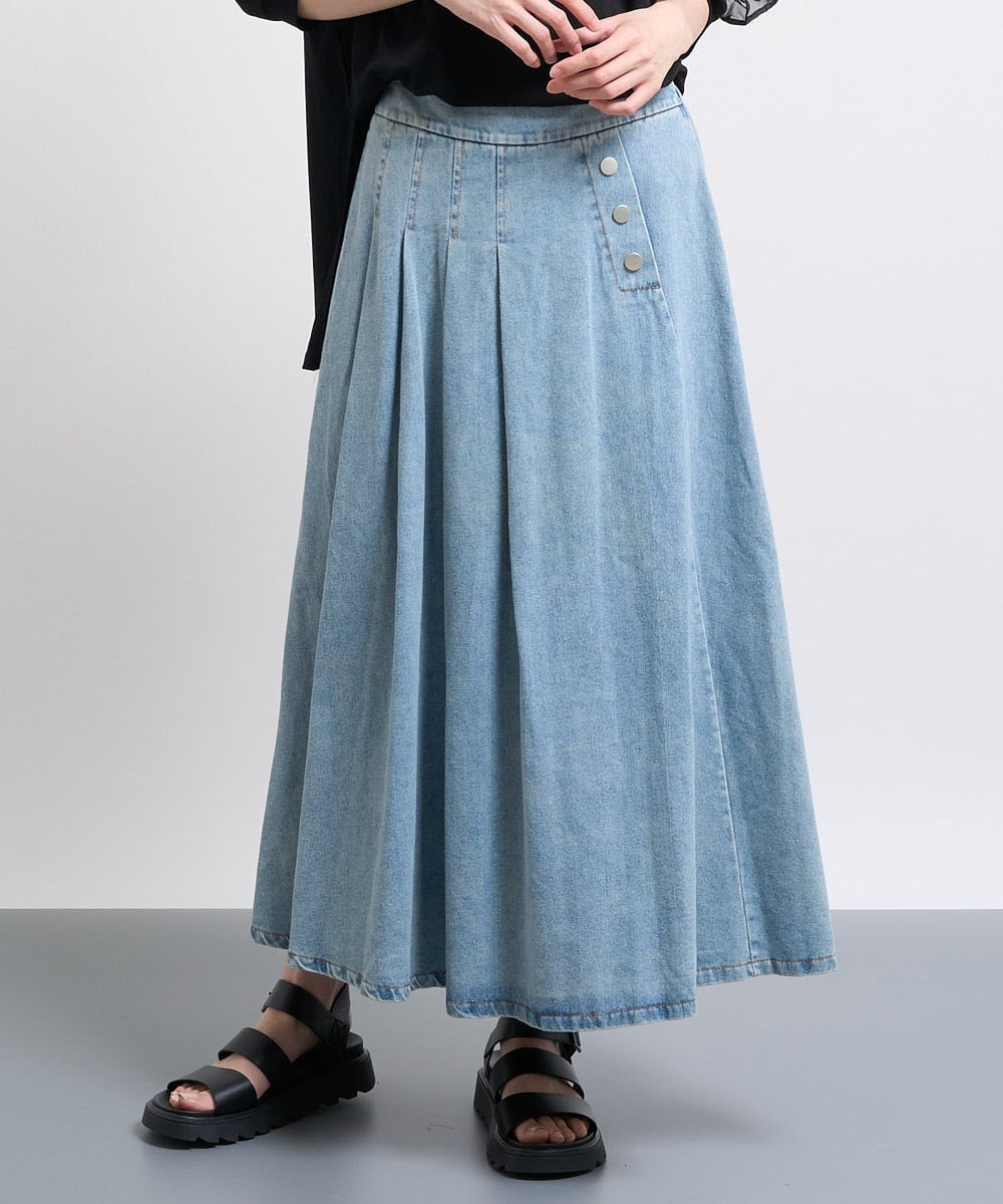 タックプリーツデニムスカート(ロング・マキシ丈スカート) | al 