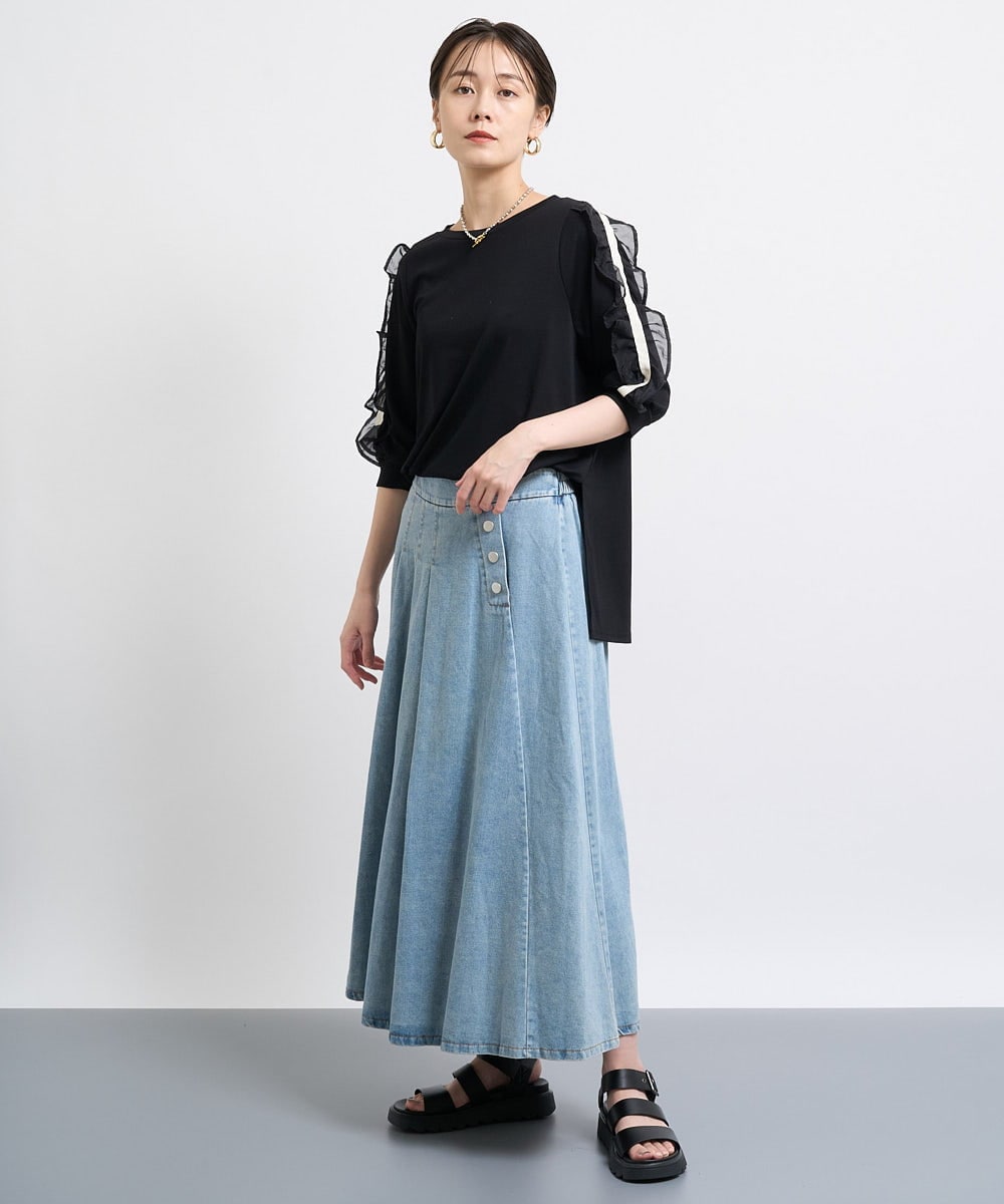 タックプリーツデニムスカート(ロング・マキシ丈スカート) | al 