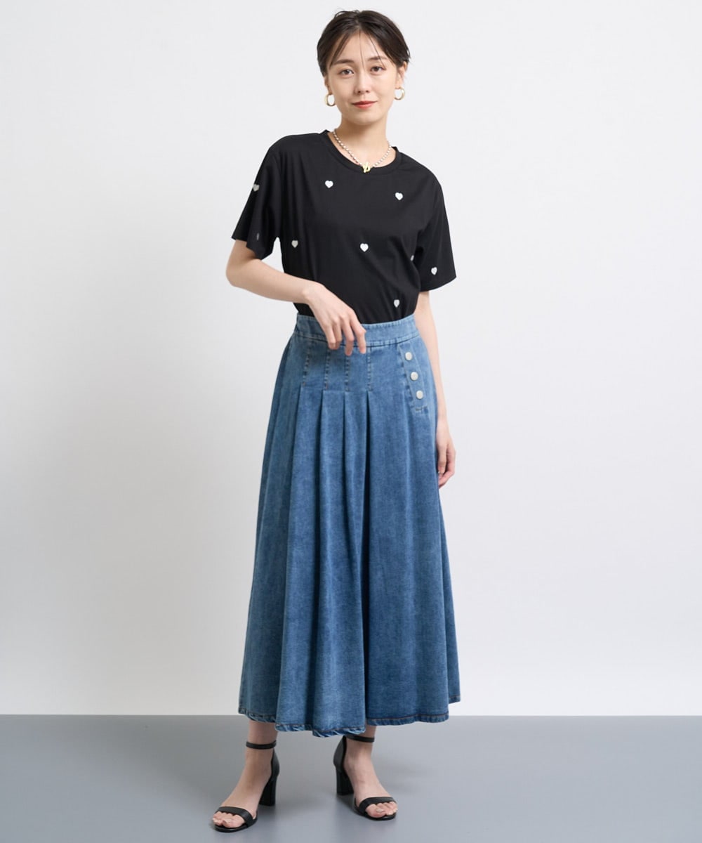 タックプリーツデニムスカート(ロング・マキシ丈スカート) | al 