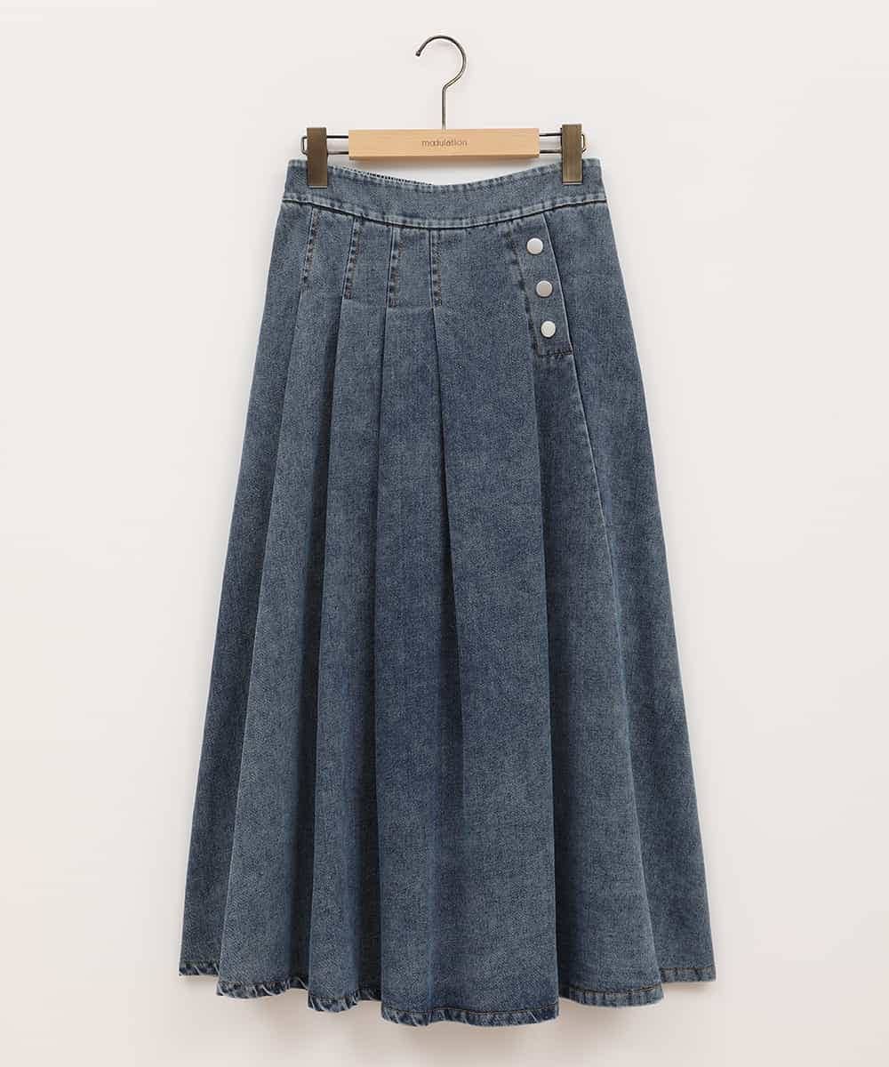 タックプリーツデニムスカート(ロング・マキシ丈スカート) | al 