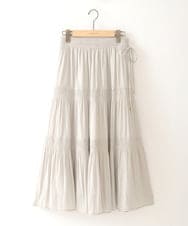 ZMHIB23139 al'aise modulation(アレーズモジュレーション) 【洗える】ギャザーデザインティアードスカート ライトグレー