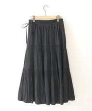 ZMHIB23139 al'aise modulation(アレーズモジュレーション) 【洗える】ギャザーデザインティアードスカート ブラック