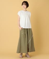 ZMHIE03099 al'aise modulation(アレーズモジュレーション) 切り替えアクセントイージーフレアスカート カーキ