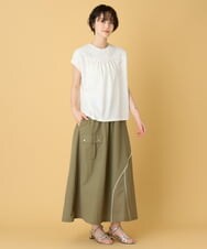 ZMHIE03099 al'aise modulation(アレーズモジュレーション) 切り替えアクセントイージーフレアスカート カーキ