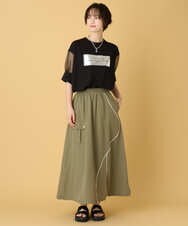 ZMHIE03099 al'aise modulation(アレーズモジュレーション) 切り替えアクセントイージーフレアスカート カーキ