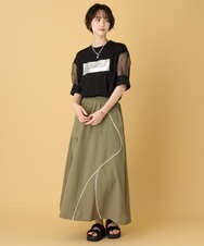 ZMHIE03099 al'aise modulation(アレーズモジュレーション) 切り替えアクセントイージーフレアスカート カーキ