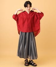 ZMHIE18140 al'aise modulation(アレーズモジュレーション) 【洗える】配色ストライプメッシュゴアードスカート ブラック