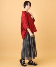 ZMHIE18140 al'aise modulation(アレーズモジュレーション) 【洗える】配色ストライプメッシュゴアードスカート ブラック