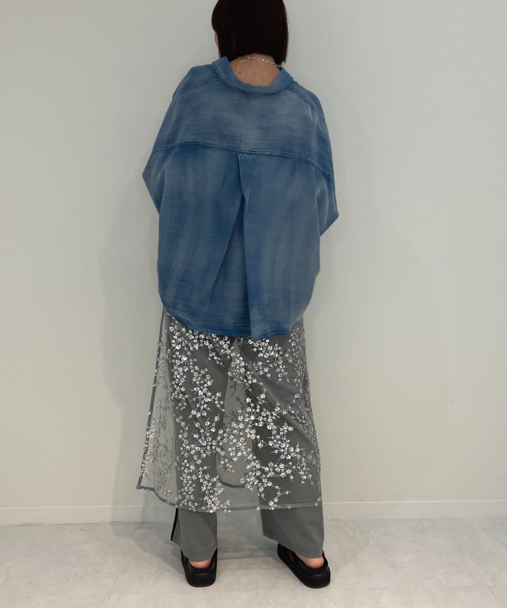ZMHJB05090 al'aise modulation(アレーズモジュレーション) スパンコール刺繍ラップスカート シルバー