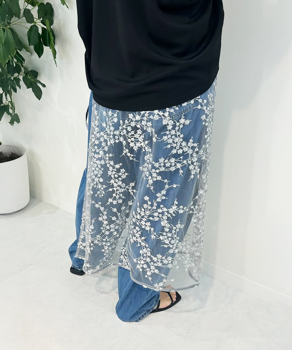 ZMHJB05090 al'aise modulation(アレーズモジュレーション) スパンコール刺繍ラップスカート シルバー