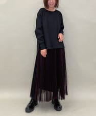 ZMHJB09118 al'aise modulation(アレーズモジュレーション) 配色チュールレイヤードスカート レッド×ブラック