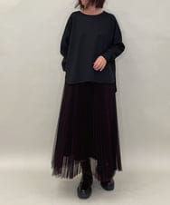 ZMHJB09118 al'aise modulation(アレーズモジュレーション) 配色チュールレイヤードスカート レッド×ブラック