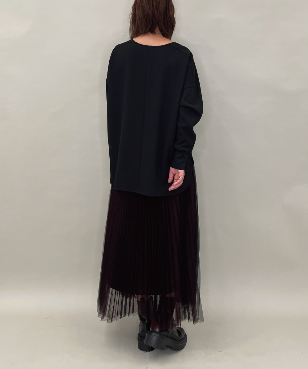 ZMHJB09118 al'aise modulation(アレーズモジュレーション) 配色チュールレイヤードスカート レッド×ブラック