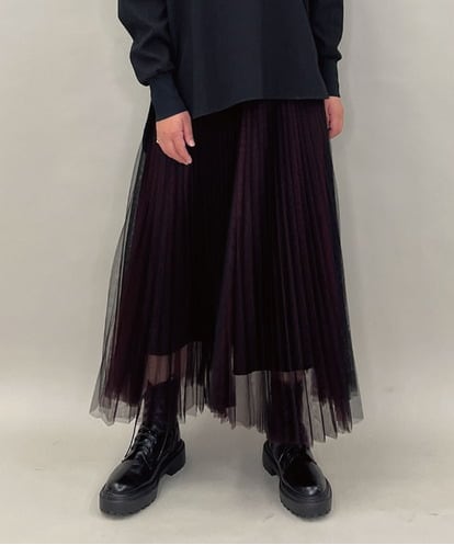 ZMHJB09118 al'aise modulation 配色チュールレイヤードスカート