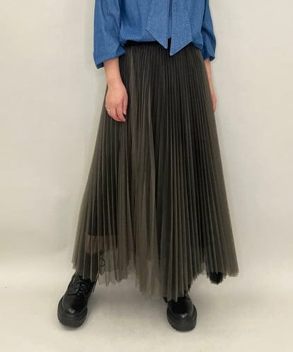 ZMHJB09118 al'aise modulation 配色チュールレイヤードスカート