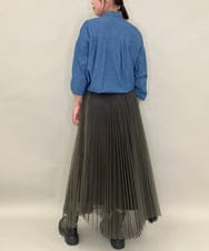 ZMHJB09118 al'aise modulation(アレーズモジュレーション) 配色チュールレイヤードスカート カーキ×ブラック