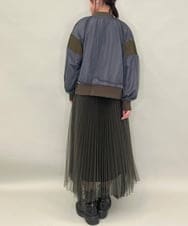ZMHJB09118 al'aise modulation(アレーズモジュレーション) 配色チュールレイヤードスカート カーキ×ブラック