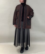 ZMHJB09118 al'aise modulation(アレーズモジュレーション) 配色チュールレイヤードスカート アイボリー×ブラック