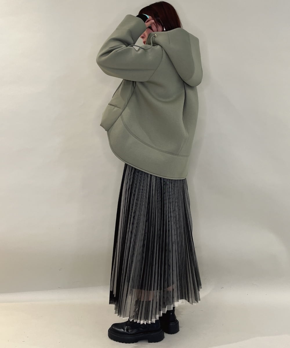 ZMHJB09118 al'aise modulation(アレーズモジュレーション) 配色チュールレイヤードスカート アイボリー×ブラック