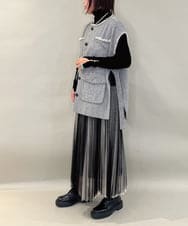 ZMHJB09118 al'aise modulation(アレーズモジュレーション) 配色チュールレイヤードスカート アイボリー×ブラック