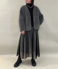 ZMHJB09118 al'aise modulation(アレーズモジュレーション) 配色チュールレイヤードスカート アイボリー×ブラック