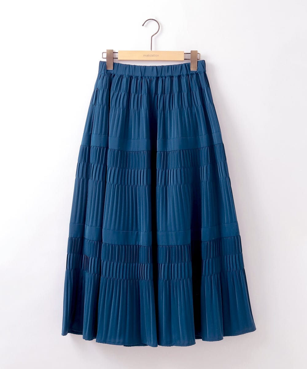 ZMHJB10140 al'aise modulation(アレーズモジュレーション) 切り替えプリーツスカート ブルー
