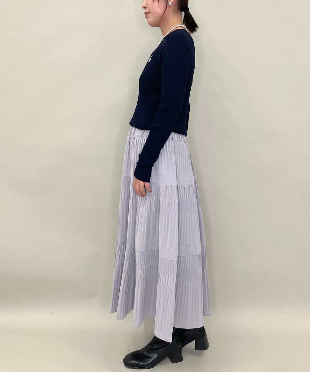 ZMHJB10140 al'aise modulation(アレーズモジュレーション) 切り替えプリーツスカート ライトグレー