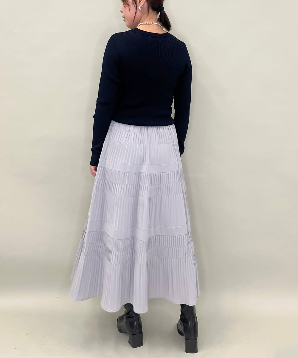 ZMHJB10140 al'aise modulation(アレーズモジュレーション) 切り替えプリーツスカート ライトグレー