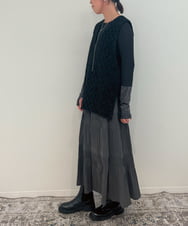 ZMHJB10140 al'aise modulation(アレーズモジュレーション) 切り替えプリーツスカート ダークグレー