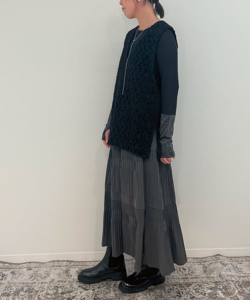 ZMHJB10140 al'aise modulation(アレーズモジュレーション) 切り替えプリーツスカート ダークグレー