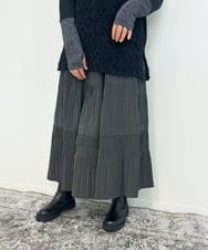 ZMHJB10140 al'aise modulation(アレーズモジュレーション) 切り替えプリーツスカート ダークグレー