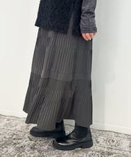 ZMHJB10140 al'aise modulation(アレーズモジュレーション) 切り替えプリーツスカート ダークグレー