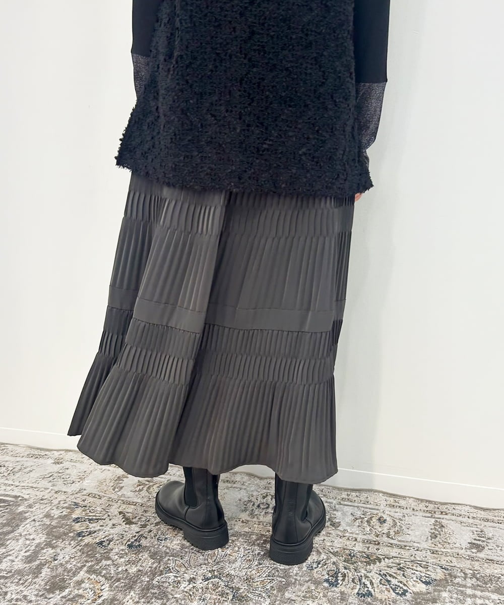 ZMHJB10140 al'aise modulation(アレーズモジュレーション) 切り替えプリーツスカート ダークグレー