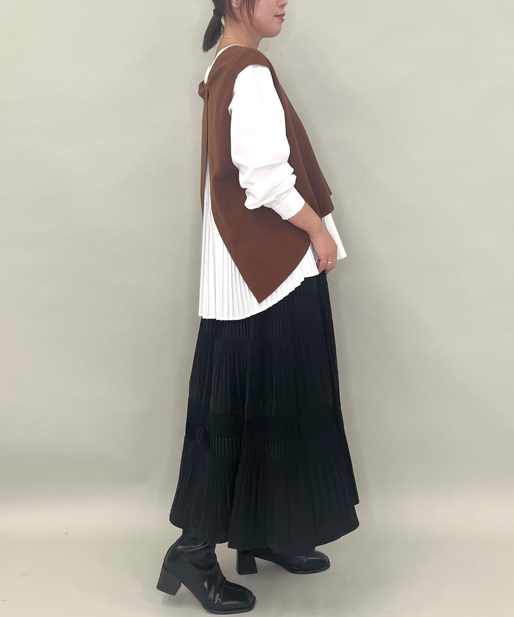 ZMHJB10140 al'aise modulation(アレーズモジュレーション) 切り替えプリーツスカート ブラック