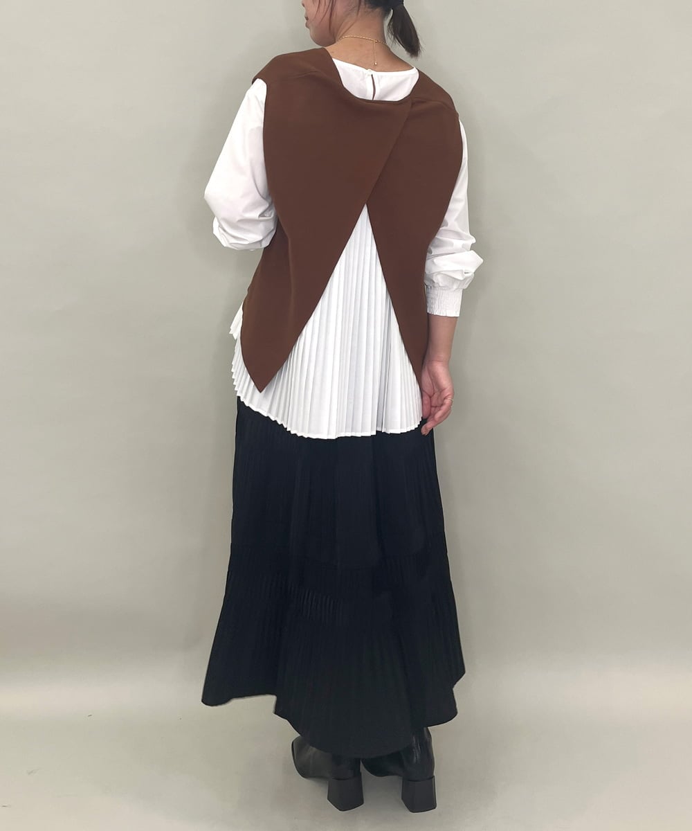 ZMHJB10140 al'aise modulation(アレーズモジュレーション) 切り替えプリーツスカート ブラック