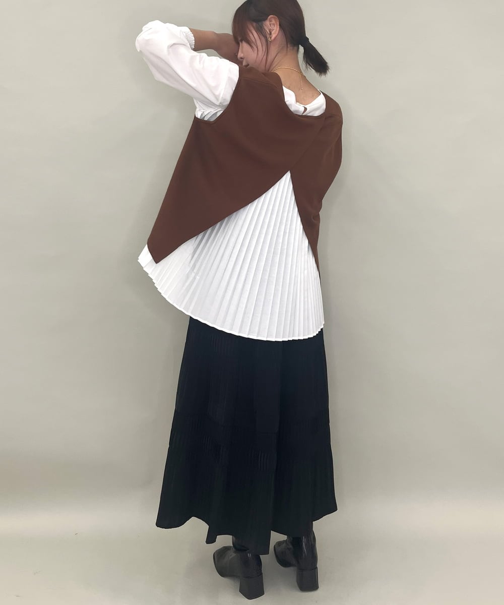 ZMHJB10140 al'aise modulation(アレーズモジュレーション) 切り替えプリーツスカート ブラック