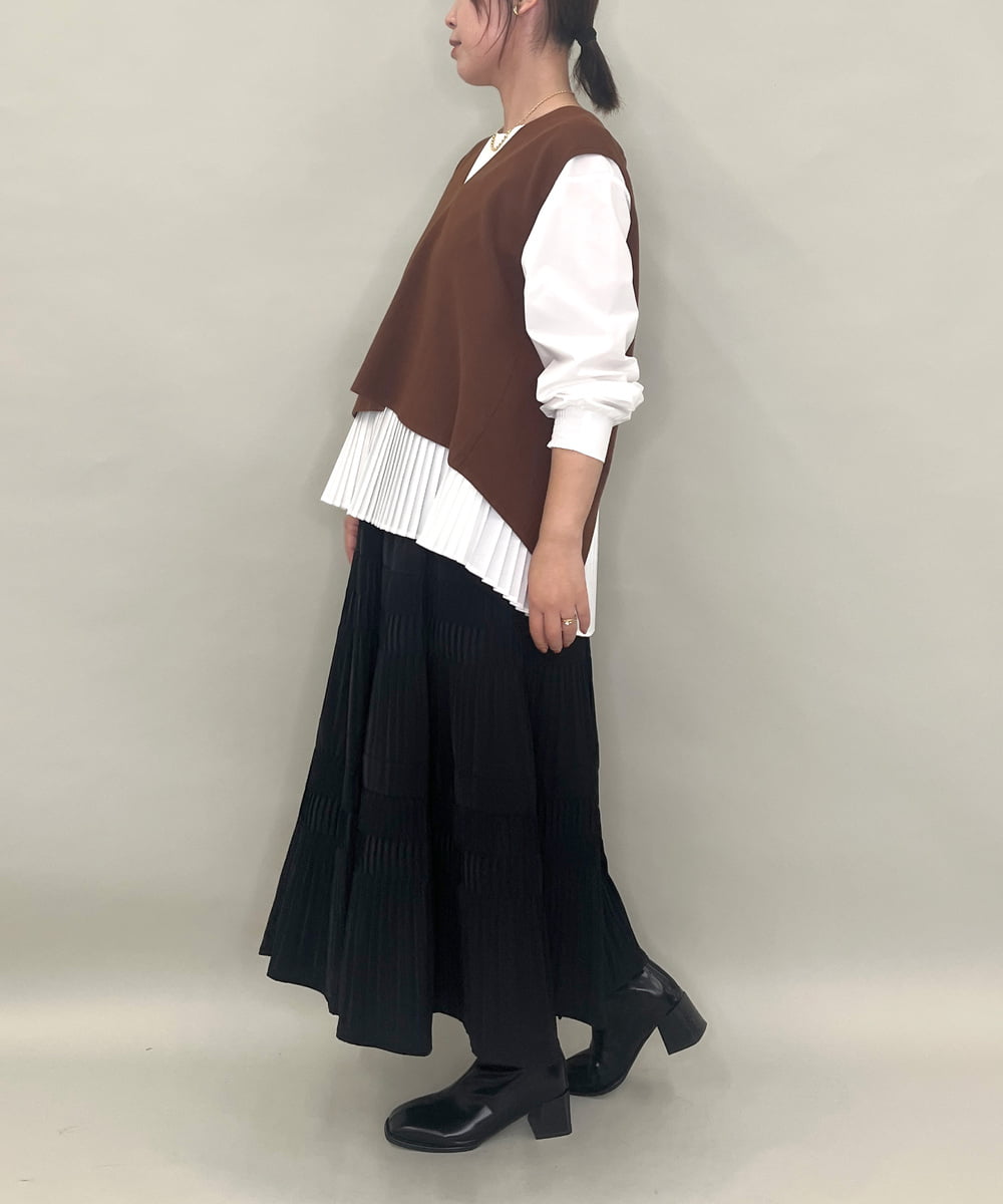 ZMHJB10140 al'aise modulation(アレーズモジュレーション) 切り替えプリーツスカート ブラック