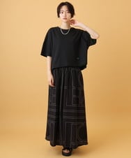 ZMHJE04150 al'aise modulation(アレーズモジュレーション) ラインモチーフデザインフレアスカート ブラック