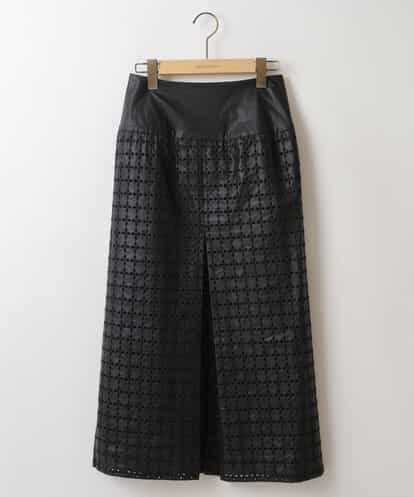 ZMHJQ01180 al'aise modulation フェイクレザー刺繍デザインスカート